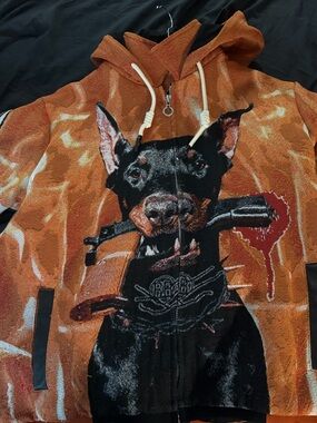 Orange Dog Graphic Zip Hoodie
